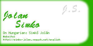 jolan simko business card